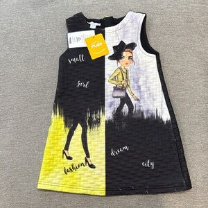 Panco Stylish Black and Yellow Graphic Dress